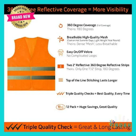 High Visibility Safety Vests 12 Pack Reflective Work Gear Utility